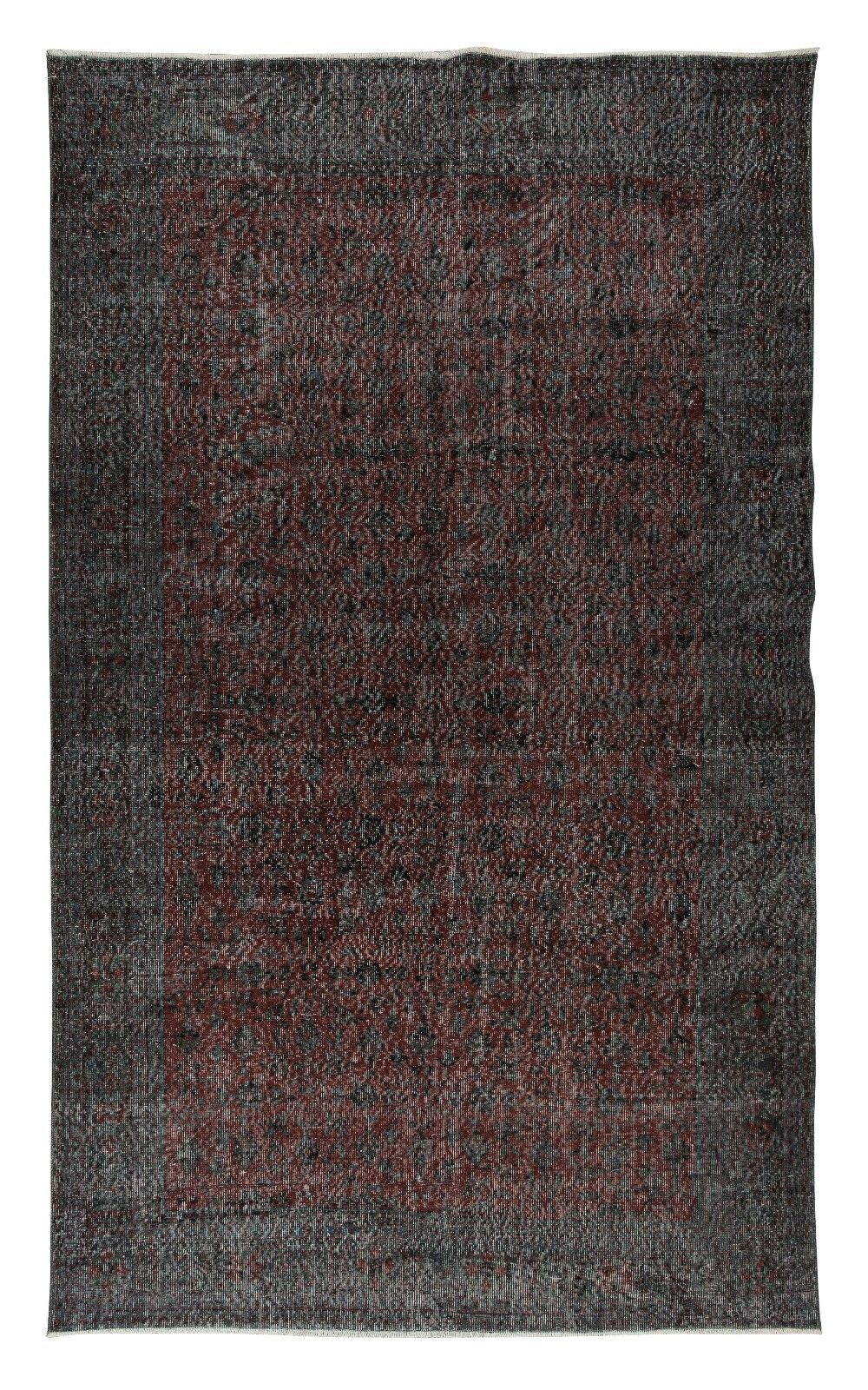 6.5x10.6 Ft Vintage Handmade Turkish Rug Over Dyed In Red For Modern Interiors