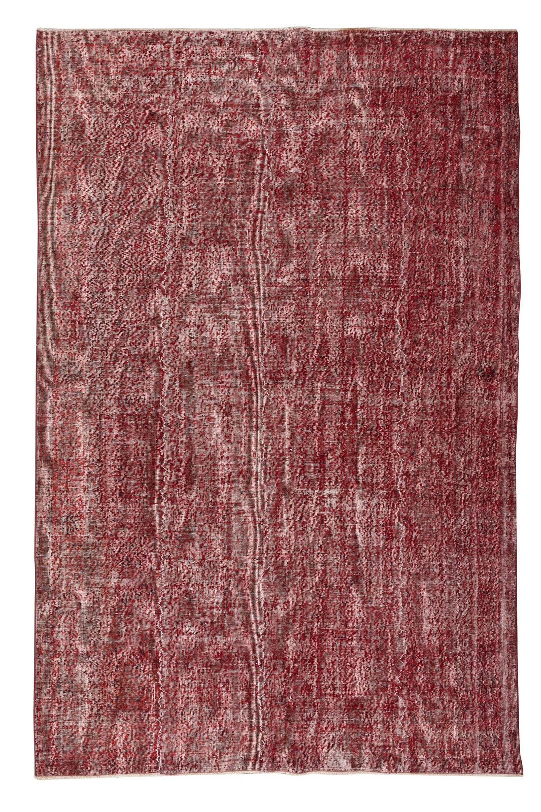 6.8x10 Ft Hand Knotted Vintage Turkish Rug Over Dyed In Red 4 Modern Interiors