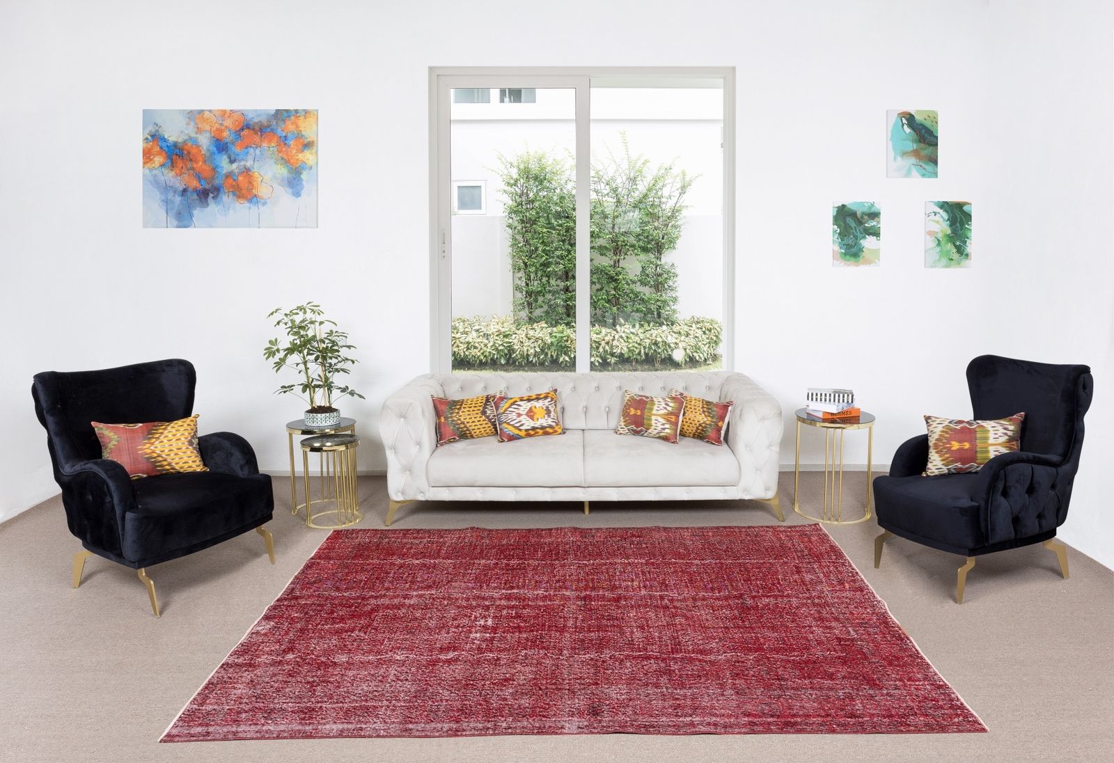 6.8x10 Ft Hand Knotted Vintage Turkish Rug Over Dyed In Red 4 Modern Interiors photo furniture