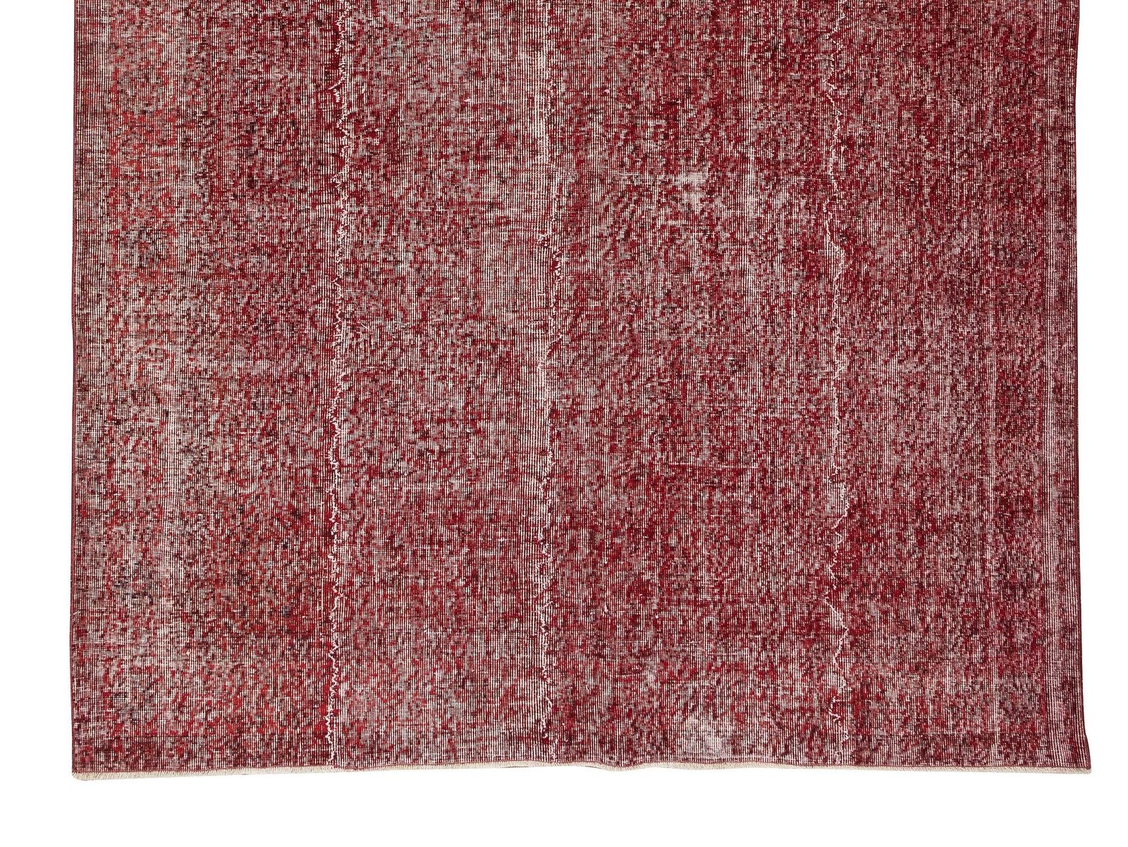 6.8x10 Ft Hand Knotted Vintage Turkish Rug Over Dyed In Red 4 Modern Interiors photo 580.0