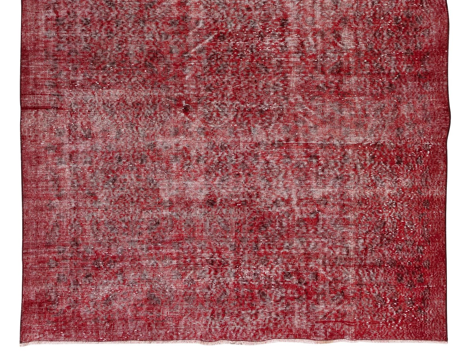 5.3x8.5 Ft Midcentury Handmade Turkish Rug Over Dyed In Red For Modern Interiors photo 305.0