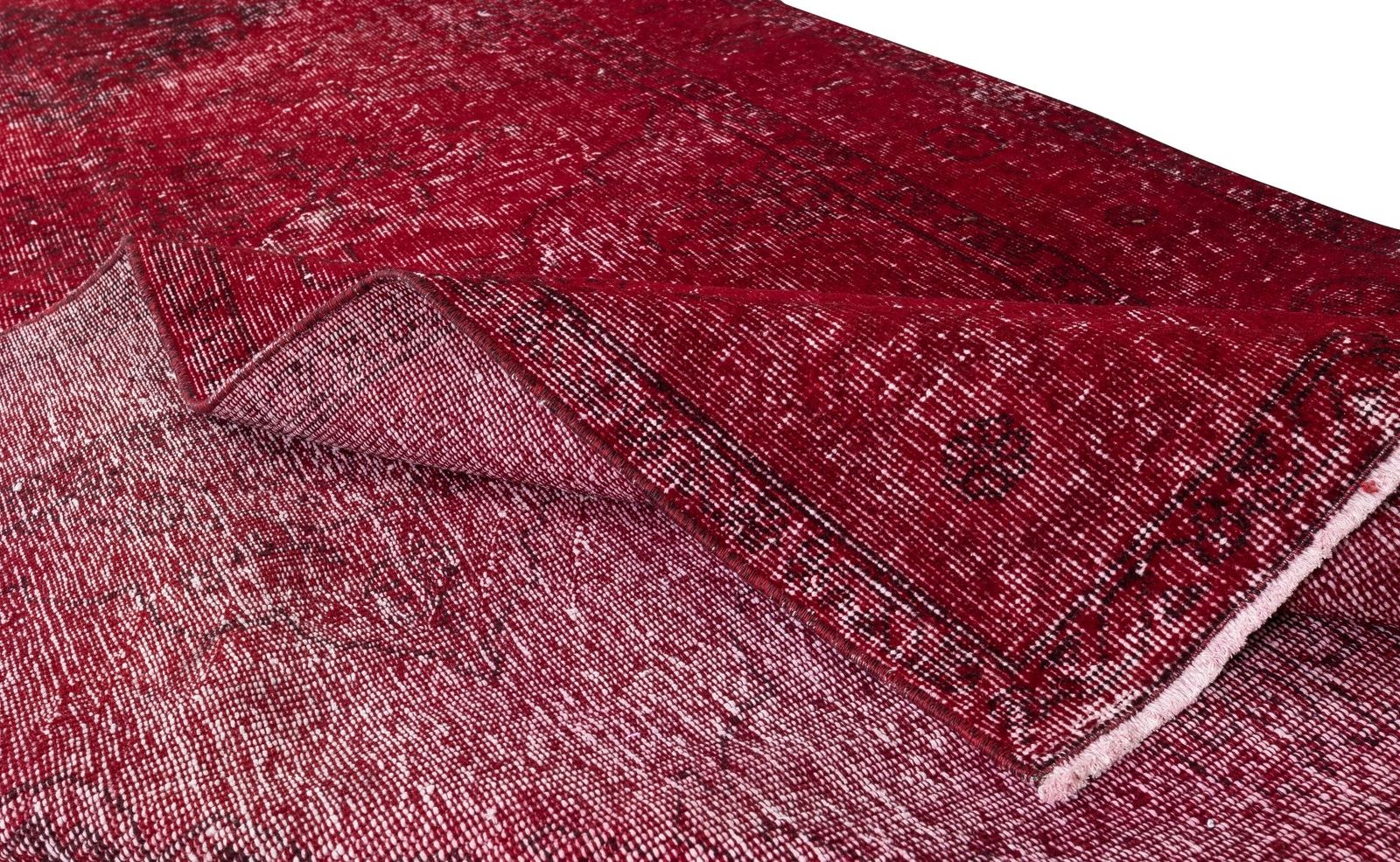 5x11.9 Ft Contemporary Handmade Konya Sille Runner Rug Redyed In Red For Hallway photo for sale