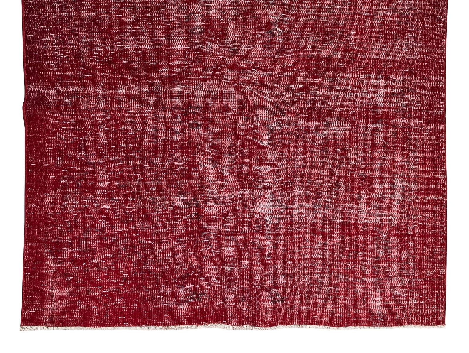 5.6x8.4 Ft Turkish 1960s Handmade Rug Over Dyed In Red For Modern Interiors photo 319.0