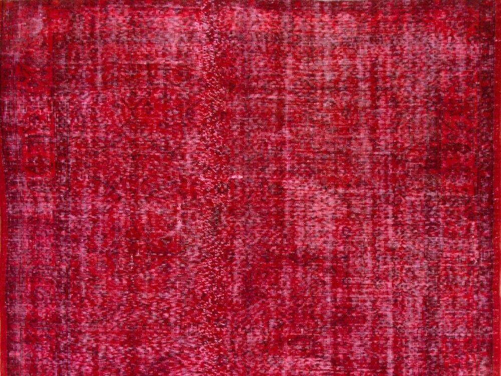 6.2x9.6 Ft Vintage Area Rug Redyed In Red For Living Room, Handknotted In Turkey photo furniture
