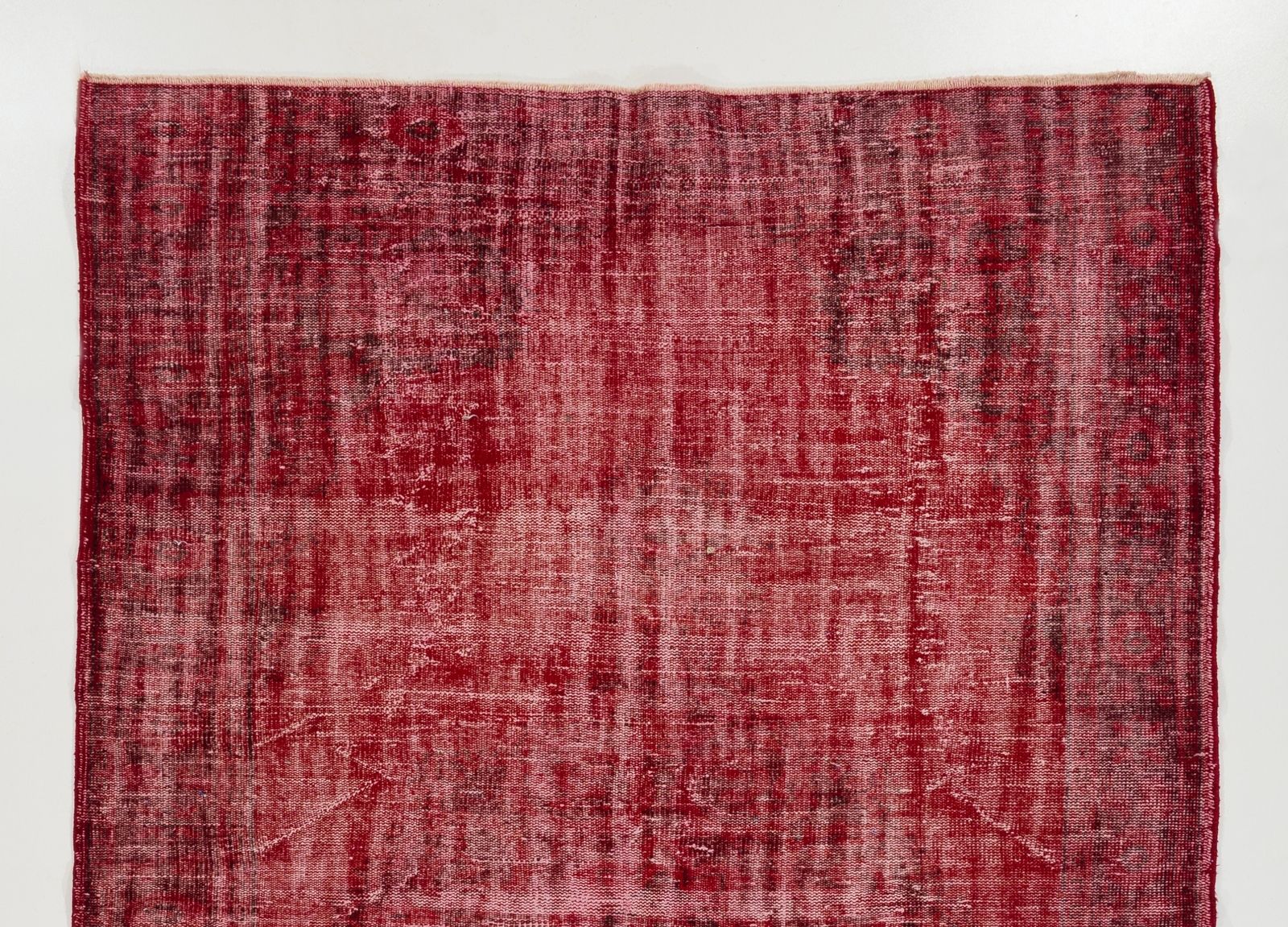 6.5x9.6 Ft Vintage Area Rug Redyed In Red For Living Room, Handknotted In Turkey photo furniture