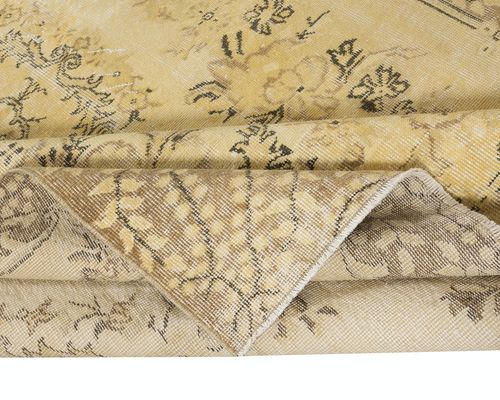 5.4x8.8 Ft Yellow Color Overdyed Modern Turkish Rug, Handmade Floor Covering photo for sale