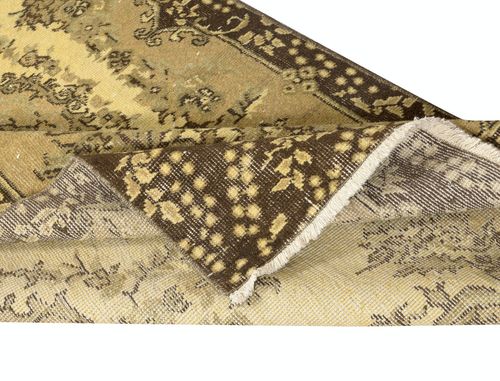 4x6.8 Ft Vintage Turkish Area Rug Dyed In Yellow 4 Modern Interiors photo for sale