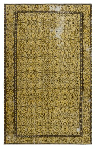 5.2x8.6 Ft Vintage Turkish Area Rug Dyed In Yellow 4 Modern Interiors