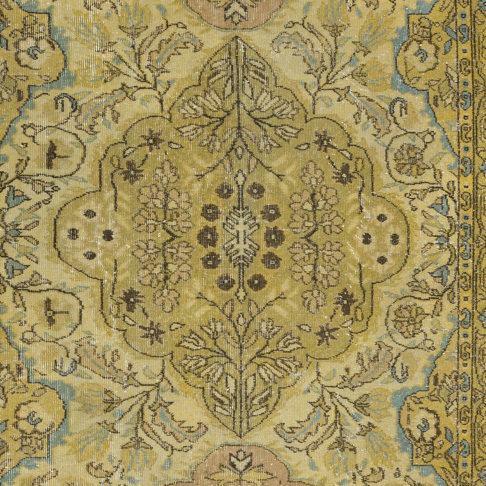 5.6x8.8 Ft Exquisite Yellow Turkish Area Rug, Modern Floral Handmade Carpet photo 603.0