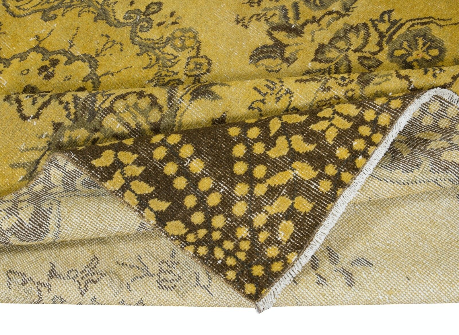 5.8x9.3 Ft Modern Handmade Turkish Rug With Medallion Design & Yellow Background photo for sale