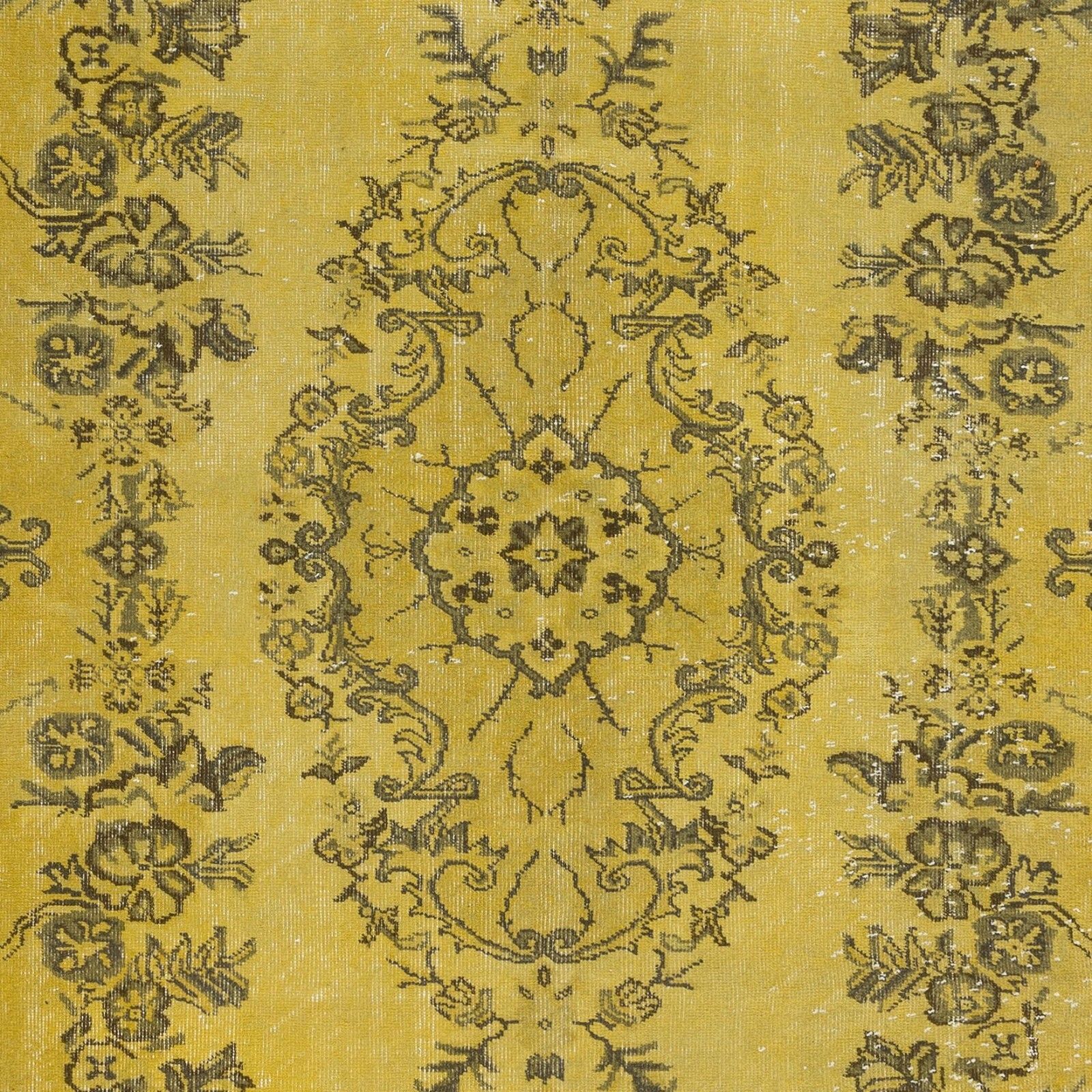 5.8x9.3 Ft Modern Handmade Turkish Rug With Medallion Design & Yellow Background photo 550.0