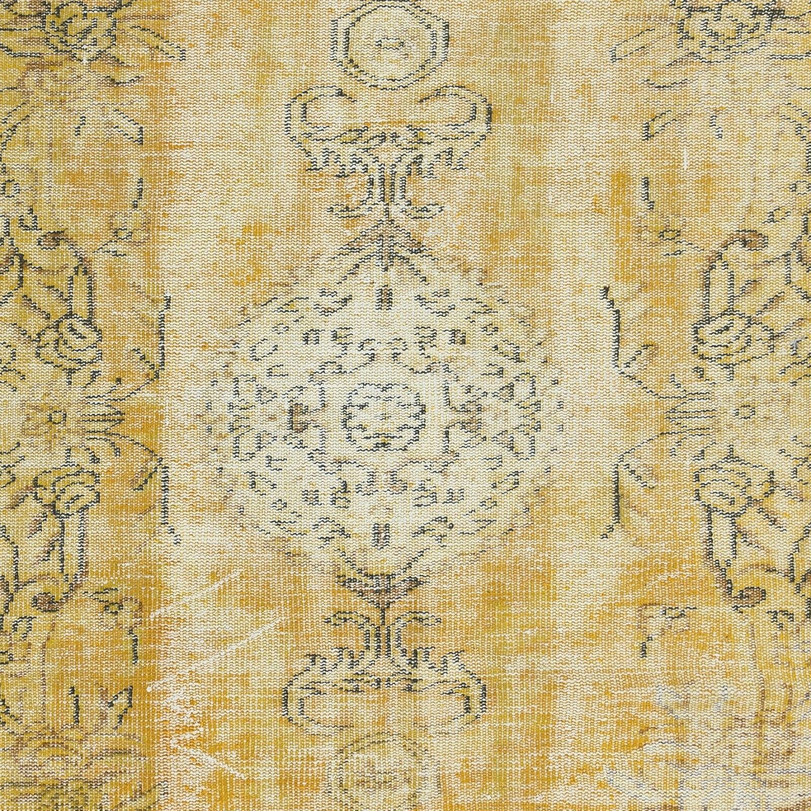5.3x9 Ft Distressed Handmade Turkish Modern Rug In Yellow, Woolen Floor Covering photo 411.0