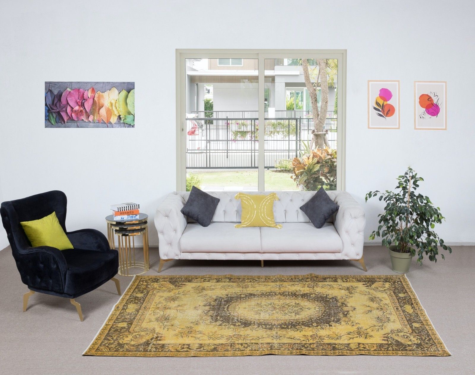 5.8x9.6 Ft Classic Aubusson Inspired Handmade Turkish Rug In Soft Yellow & Brown photo furniture
