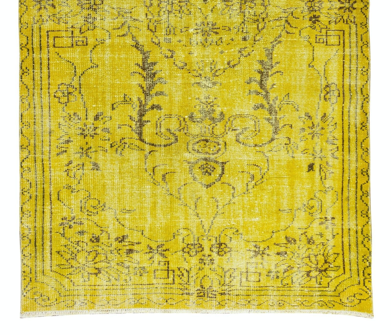 5x9 Ft Yellow Rug, Modern Floor Covering, Handmade Turkish Carpet photo 478.0