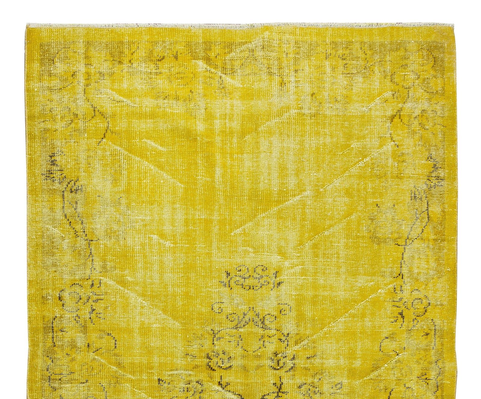 5.6x9.7 Ft Yellow Overdyed Rug For Modern Home & Office, Turkish Handmade Carpet photo Textiles