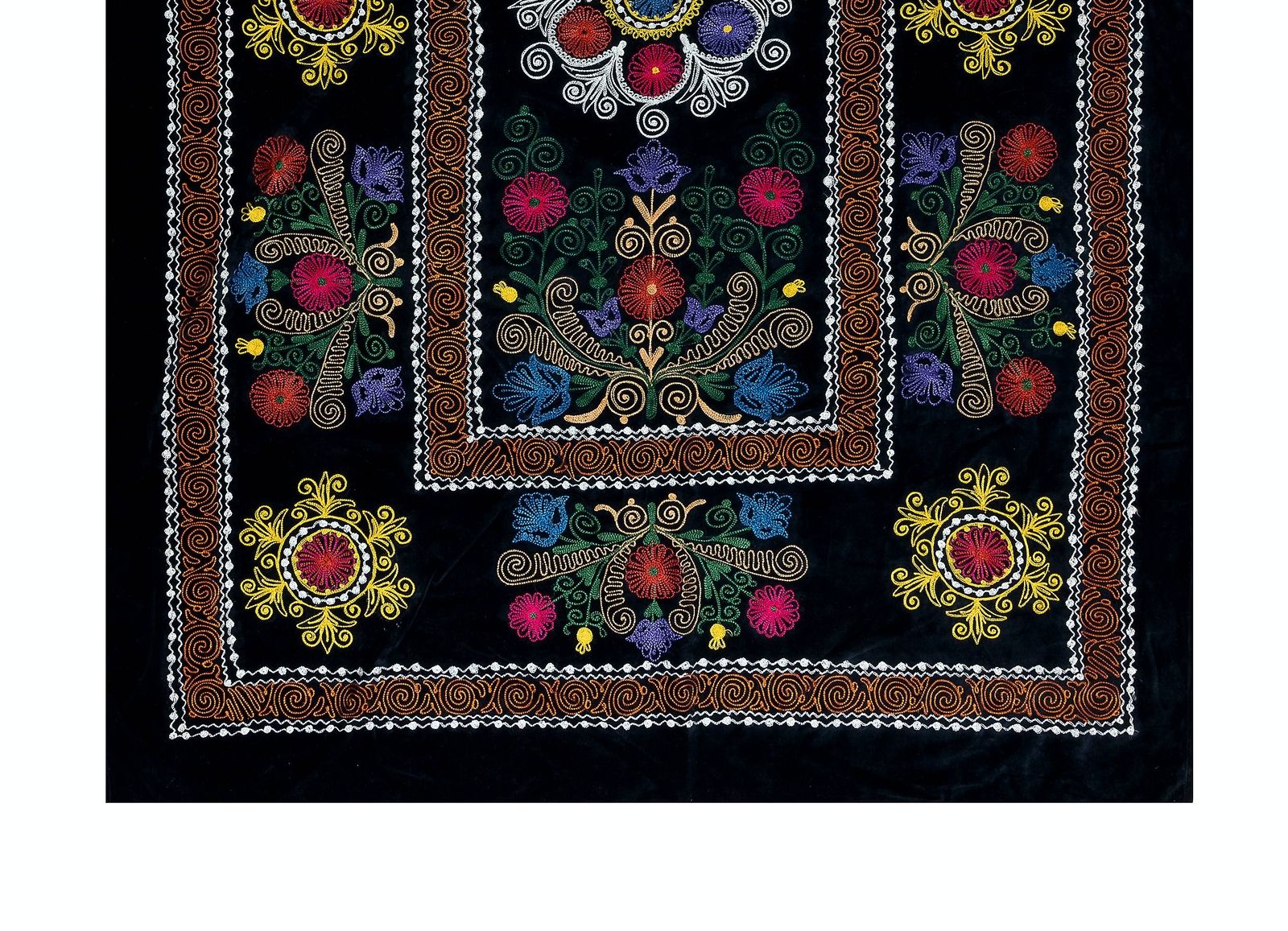 4.6x6.8 Ft Vintage Asian Silk Hand Embroidered Bed Cover Or Wall Hanging photo for sale