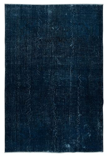 7x10.4 Ft Overdyed Wool Navy Blue Rug, Handmade In Turkey, Modern Large Carpet