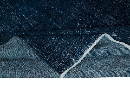 7x10.4 Ft Overdyed Wool Navy Blue Rug, Handmade In Turkey, Modern Large Carpet photo for sale