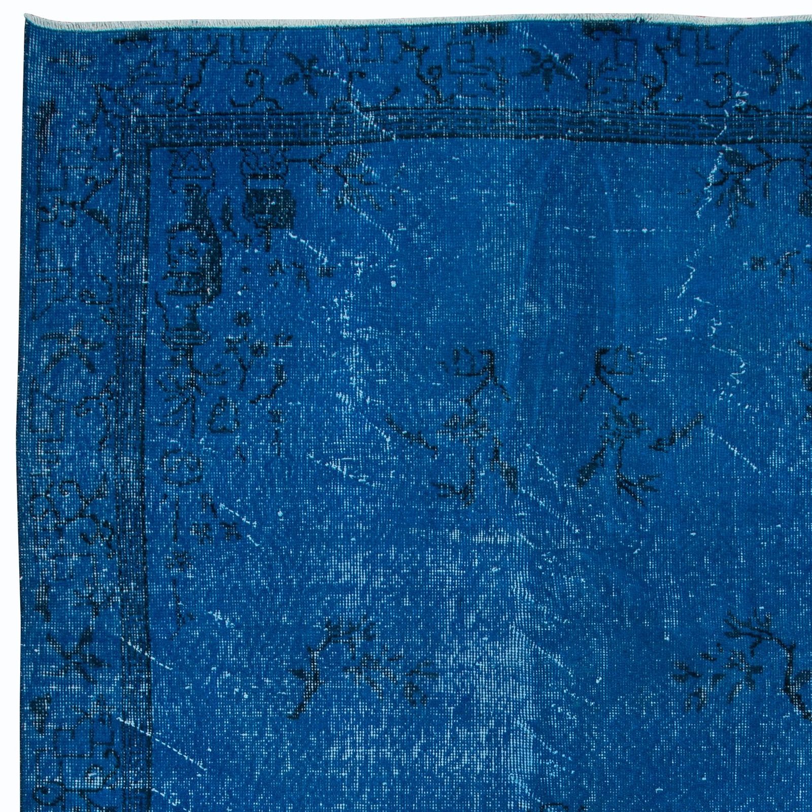 5.2x8.8 Ft Modern Blue Area Rug With Art Deco Chinese Design, Handmade In Turkey photo Textiles