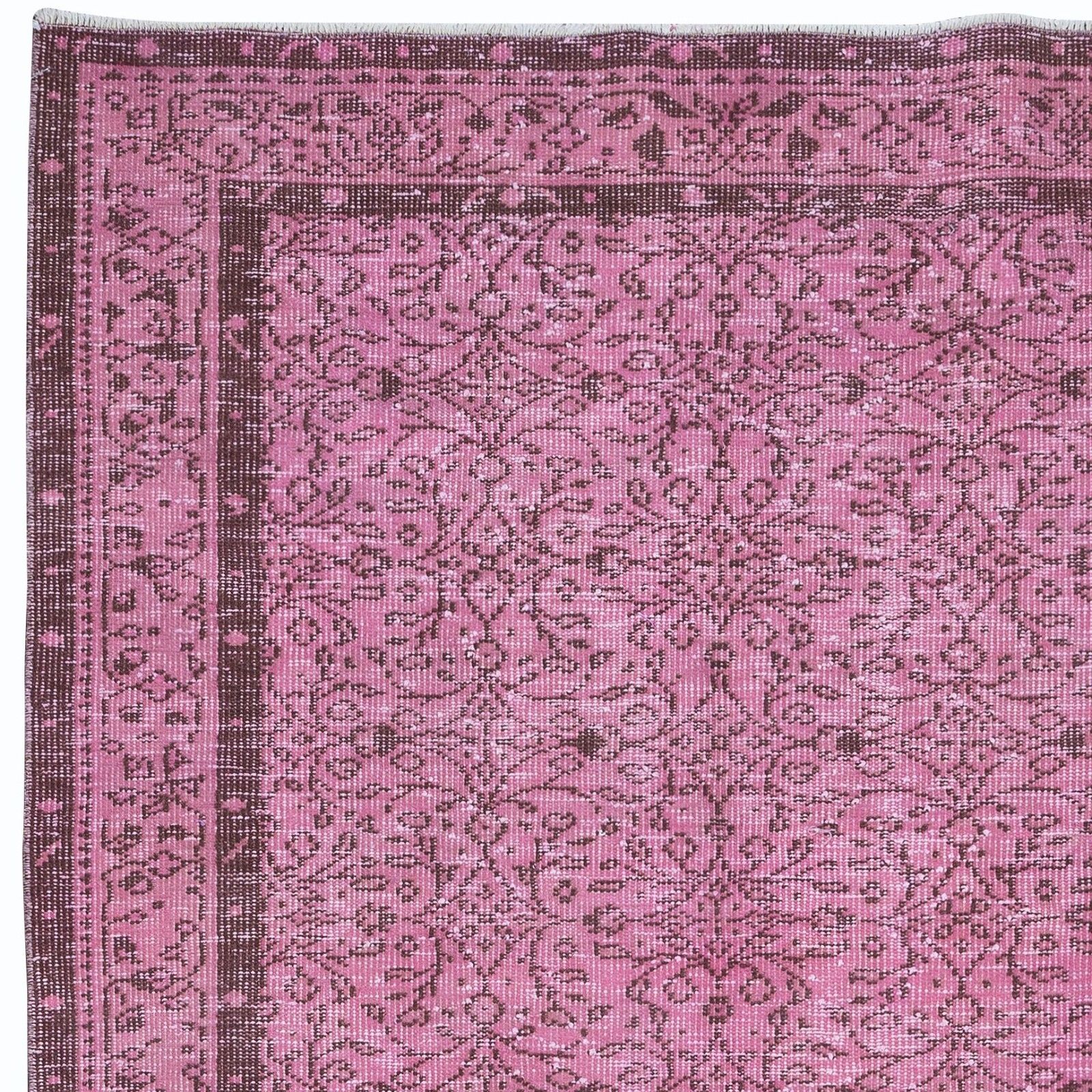 5.2x9 Ft Hand Made Turkish Area Rug In Light Pink, Modern Wool And Cotton Carpet photo Textiles