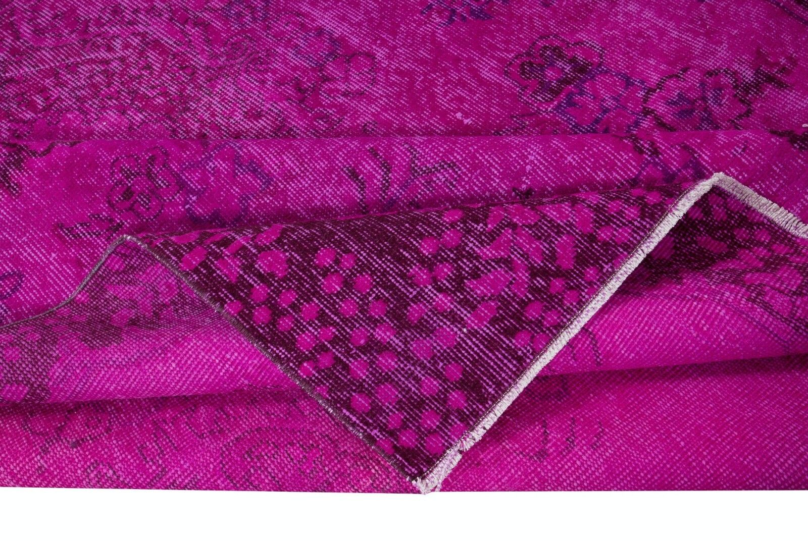 5.8x9.2 Ft Contemporary Handmade Floral Pattern Turkish Area Rug In Soft Pink photo for sale
