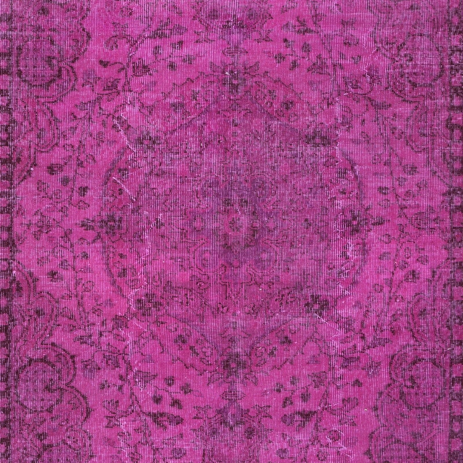 5.6x9 Ft Pink Handmade Turkish Wool Area Rug, Modern Low Pile Carpet photo 429.0
