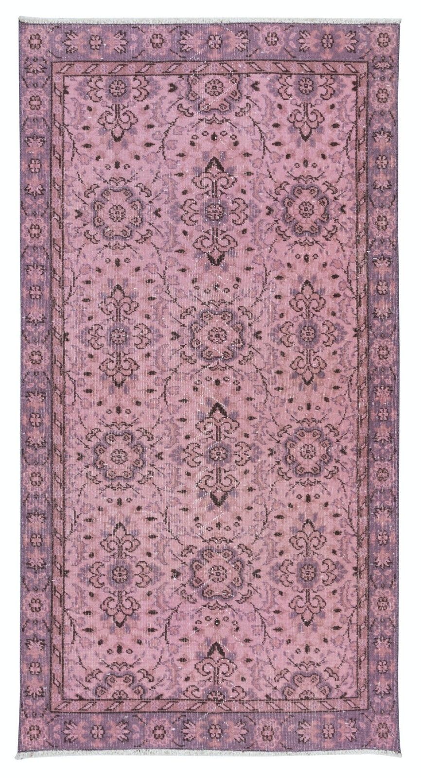 3.5x6.6 Ft Modern Handmade Pink Rug With Rustic Italian Mediterranean Style