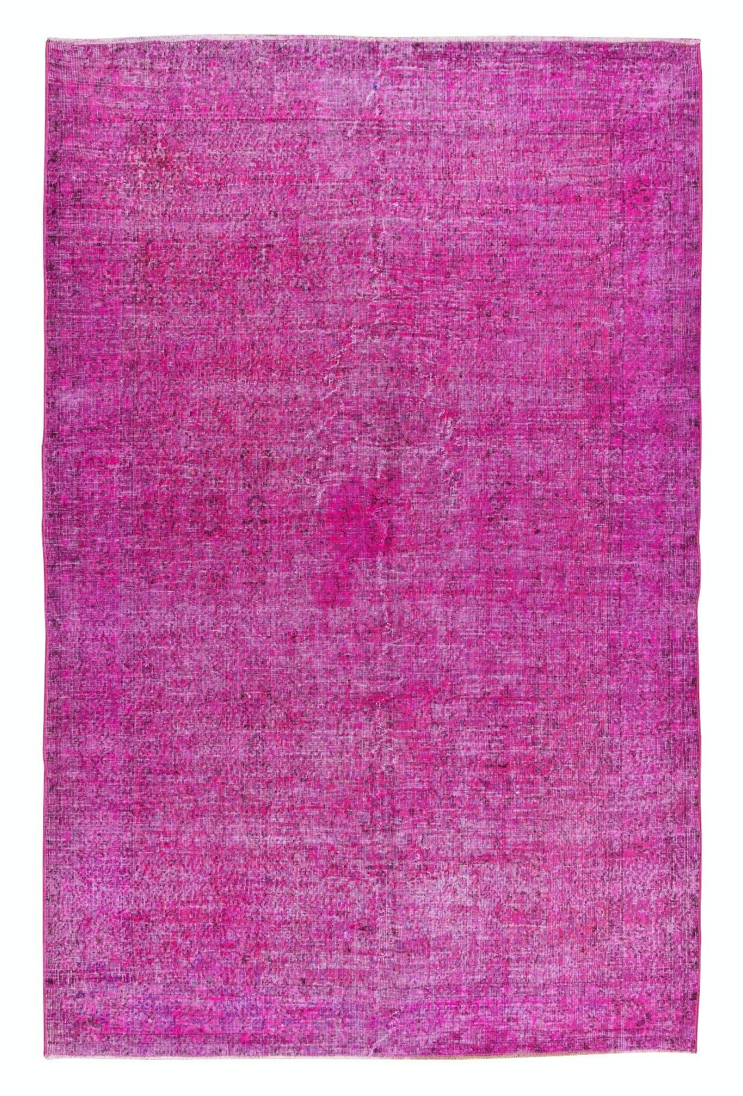 6.7x10.4 Ft Hand Knotted Anatolian Area Rug In Fuchsia Pink 4 Modern Interiors