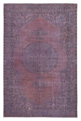 6.8x10.4 Ft Contemporary Wool Area Rug In Purple, Hand Made In Turkey