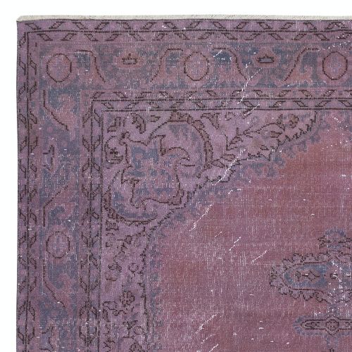 6.8x10.4 Ft Contemporary Wool Area Rug In Purple, Hand Made In Turkey photo Textiles