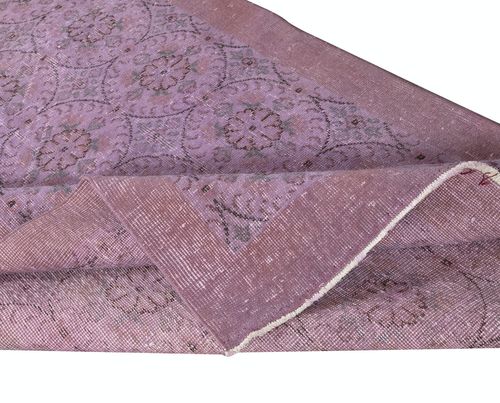 4.5x7.8 Ft Modern Floral Patterned Area Rug In Purple, Hand Knotted In Turkey photo for sale