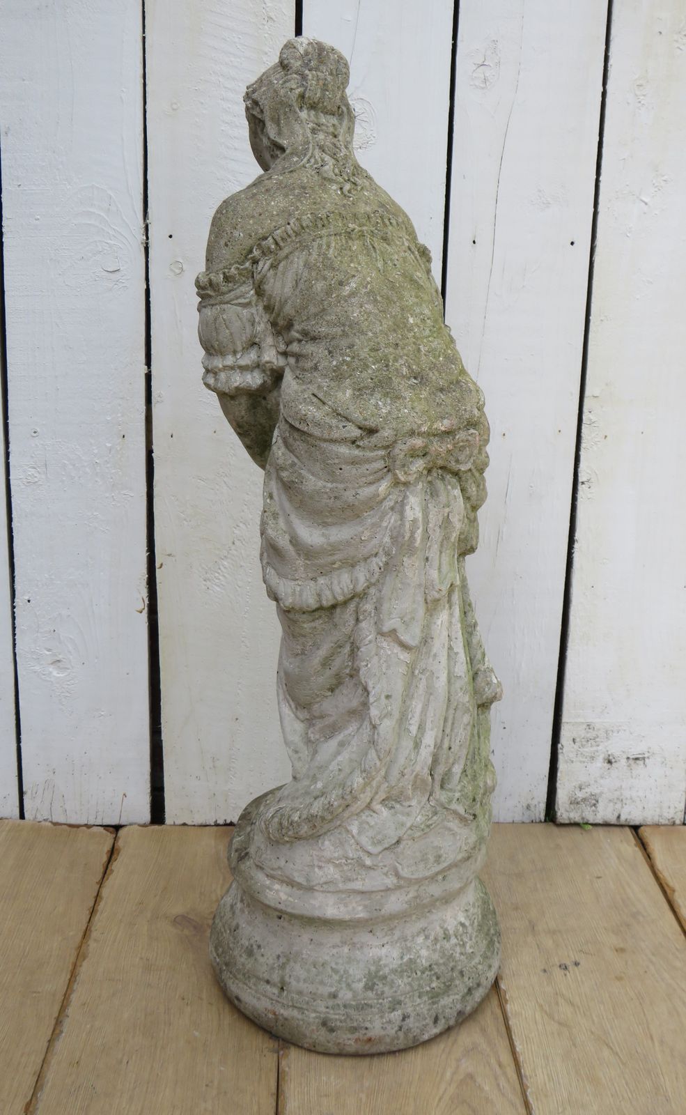 Vintage English Weathered Garden Stone Maiden Statue photo buy