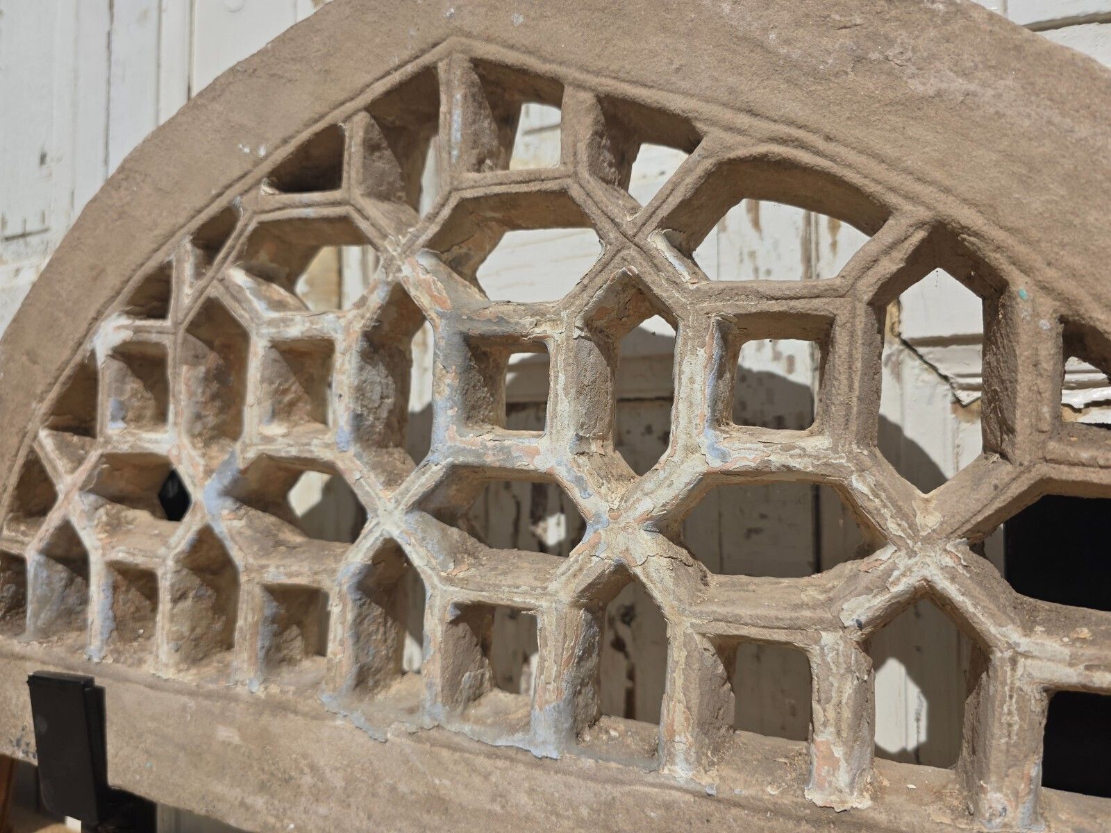 Antique Architectural Carved Stone Panel Jhali Window Fanlight Home Garden Decor photo furniture