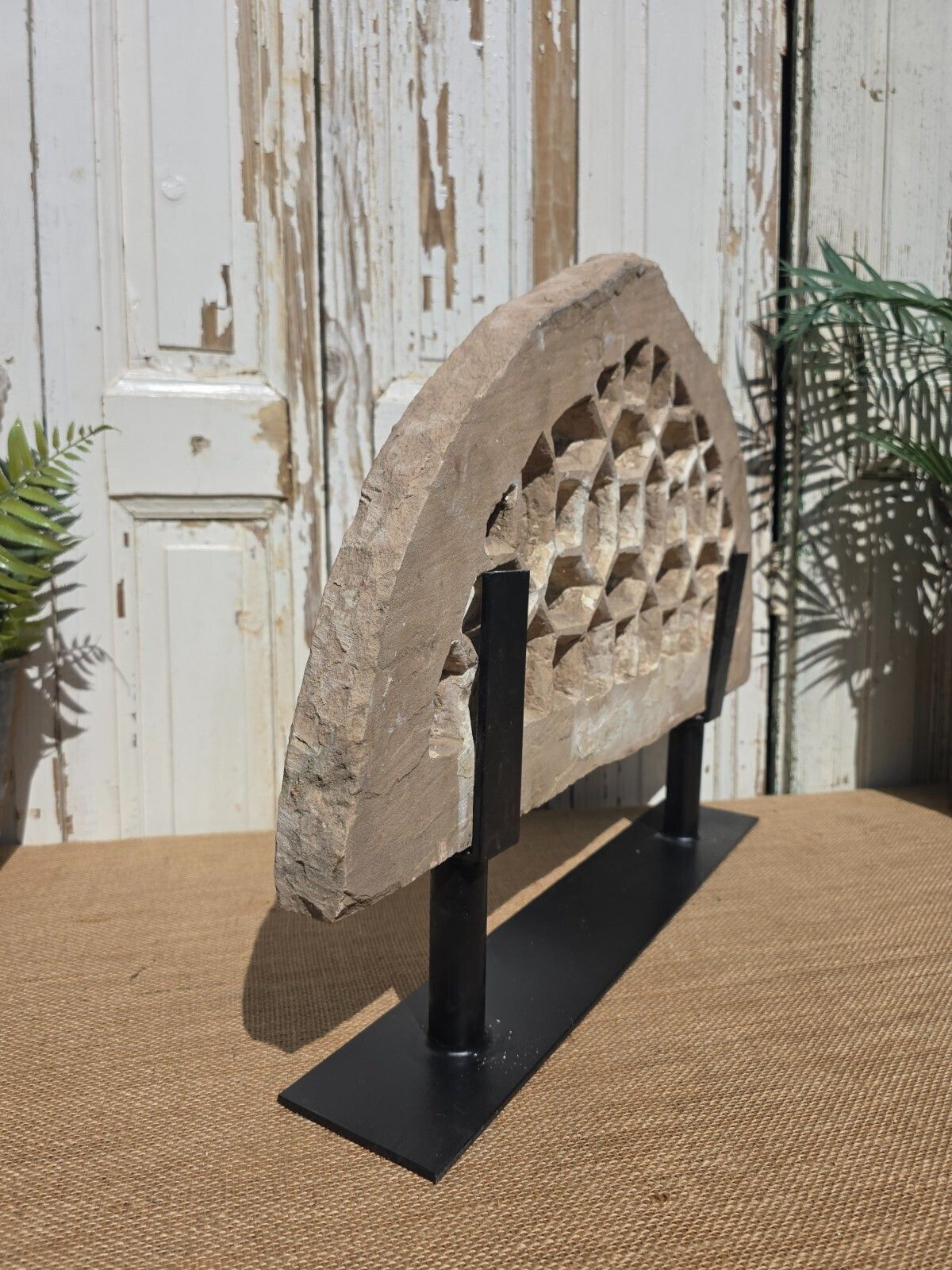 Antique Architectural Carved Stone Panel Jhali Window Fanlight Home Garden Decor photo buy