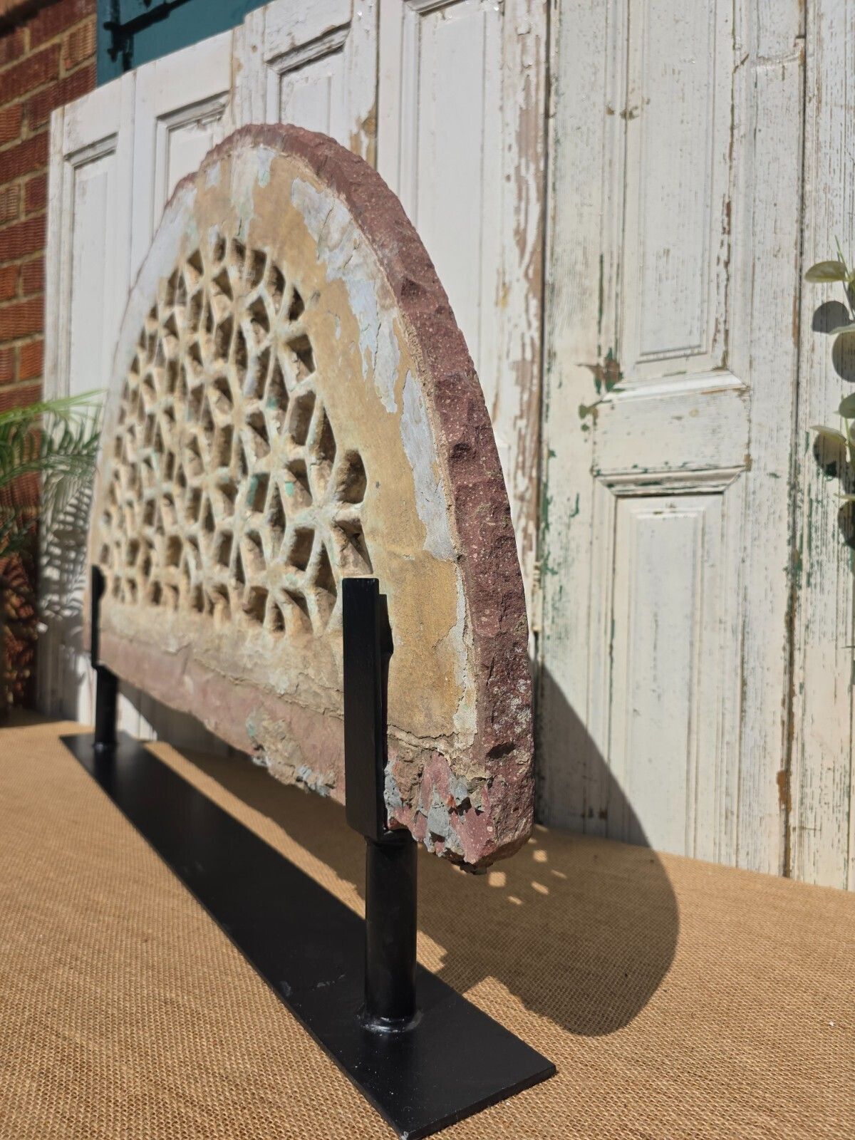 Antique Architectural Carved Stone Panel Jhali Window Fanlight Home Garden Decor photo 300.0