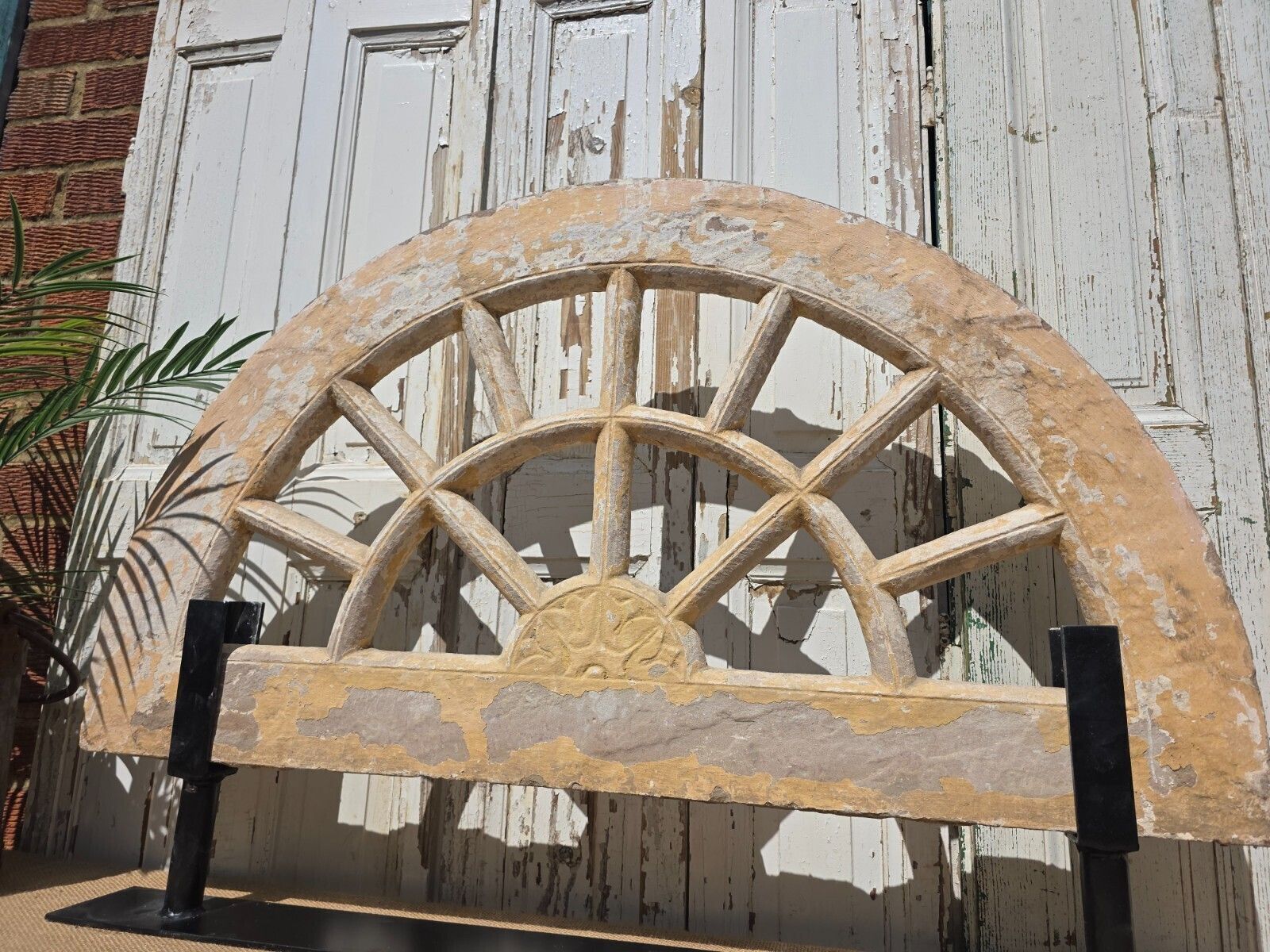 Antique Architectural Carved Stone Panel Jhali Window Fanlight Home Garden Decor photo furniture