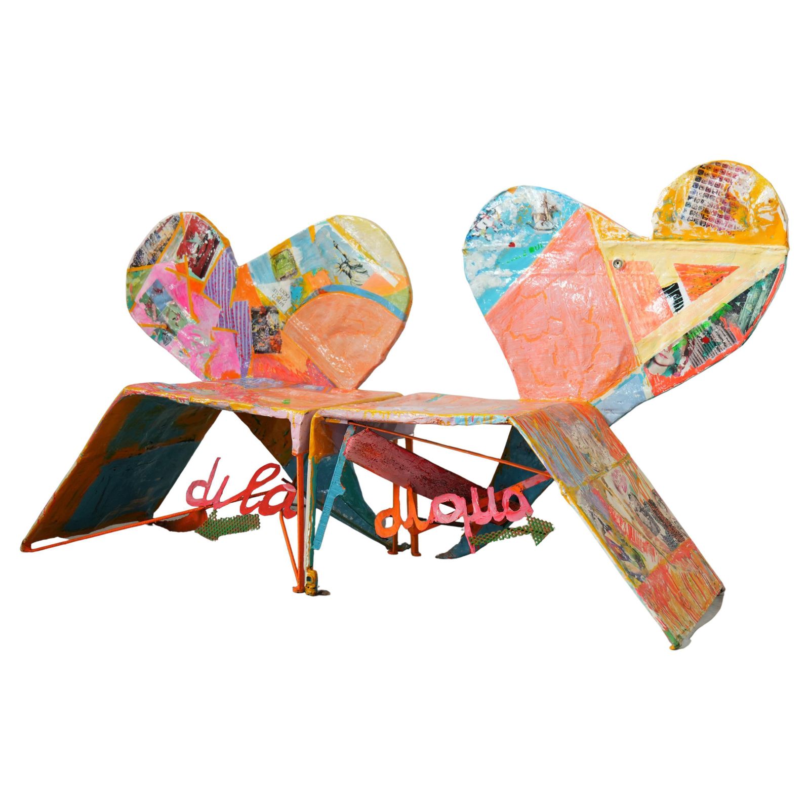 Guido Coletti Sculptural Modular Chairs (1995)   Heart Shaped Abstract Collage