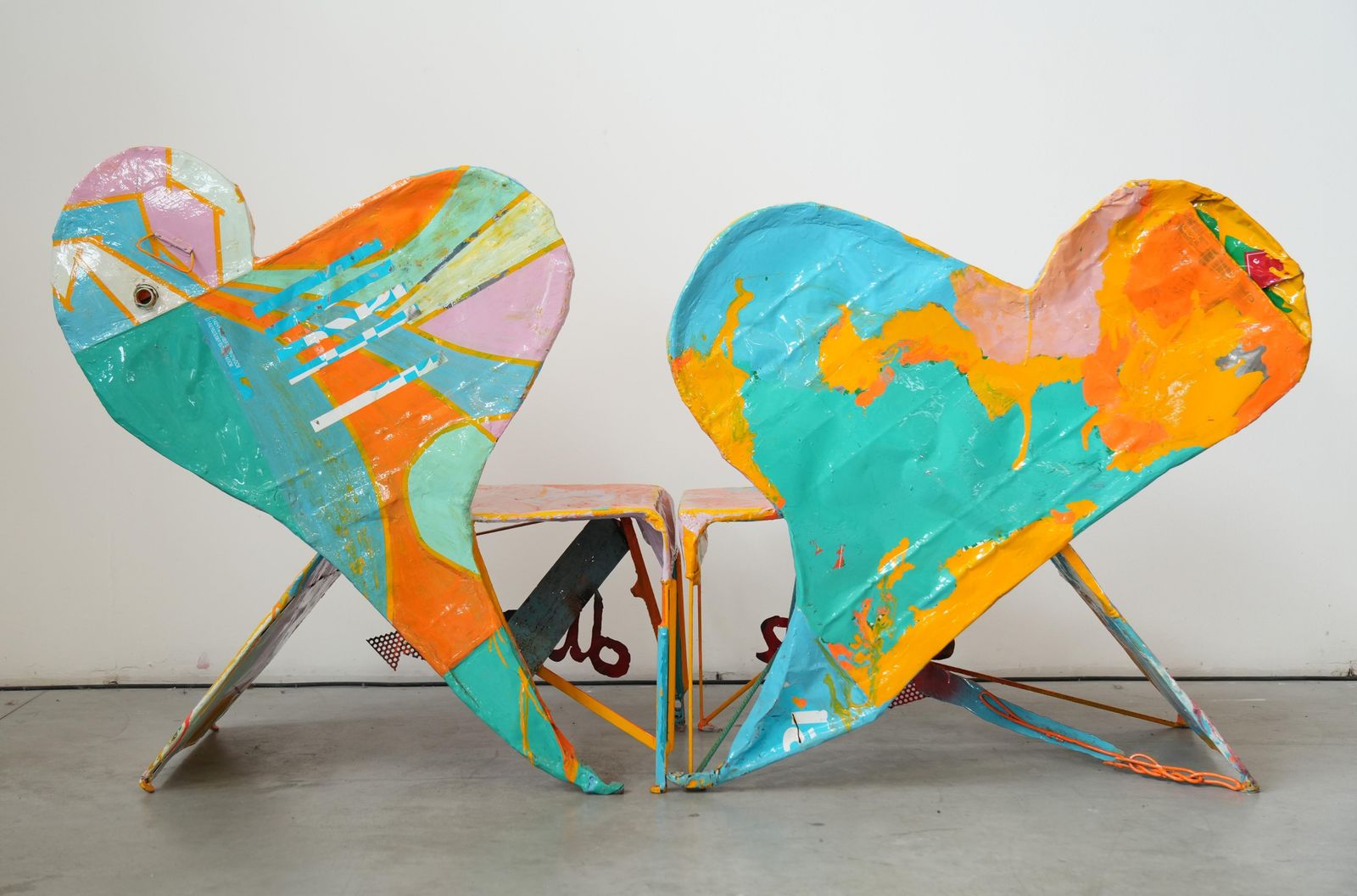 Guido Coletti Sculptural Modular Chairs (1995)   Heart Shaped Abstract Collage photo vintage