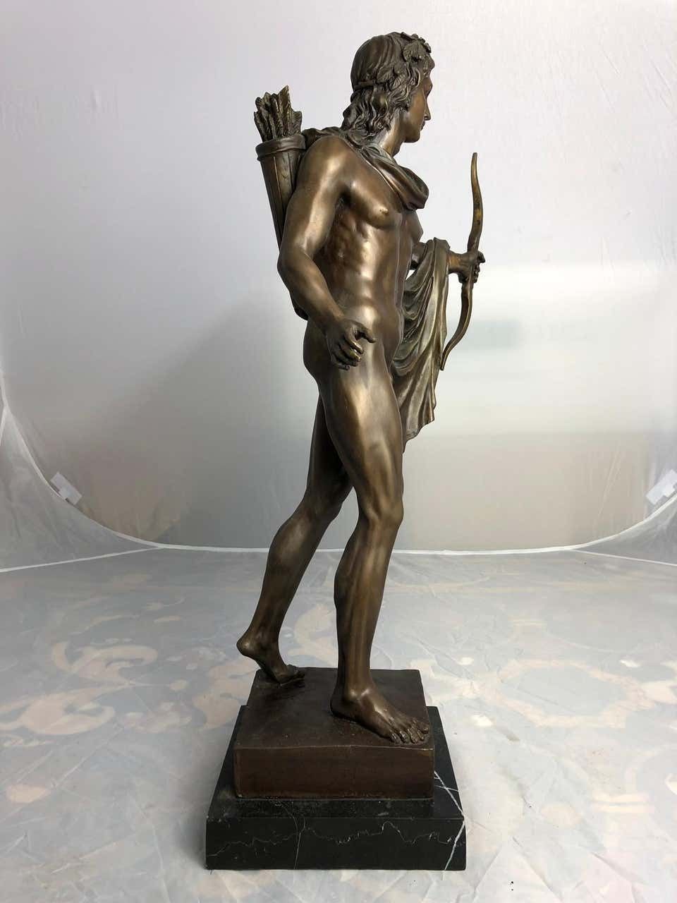 20th Century Bronze Statue Of Apollo The Greek God Of Archery photo Art