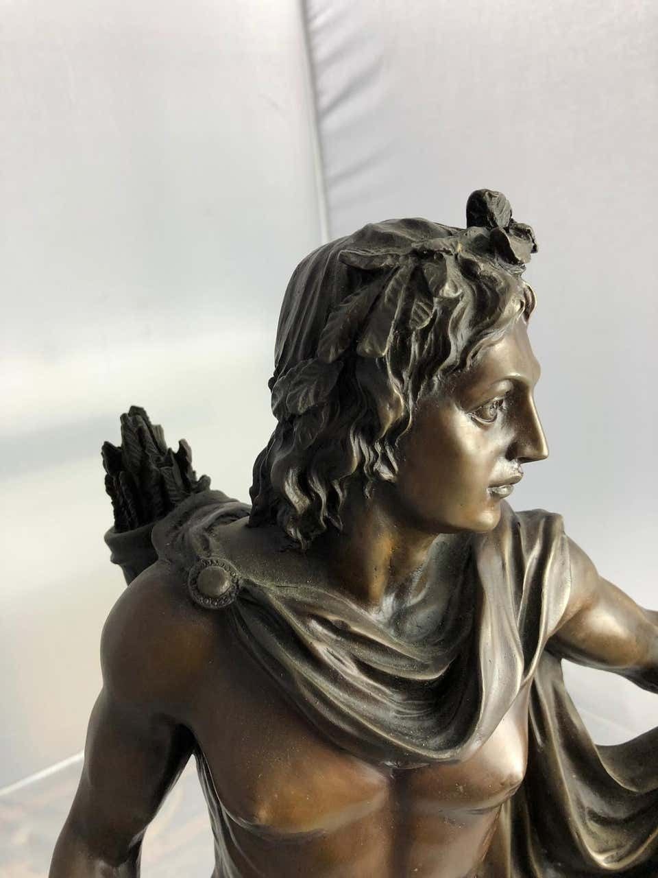 20th Century Bronze Statue Of Apollo The Greek God Of Archery photo vintage