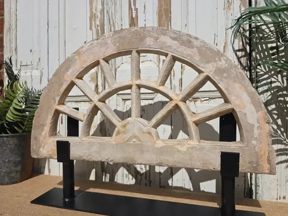 Antique Architectural Carved Stone Panel Jhali Window Fanlight Home Garden Decor photo furniture