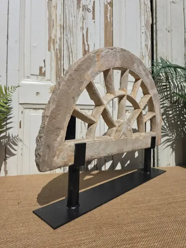 Antique Architectural Carved Stone Panel Jhali Window Fanlight Home Garden Decor photo Art