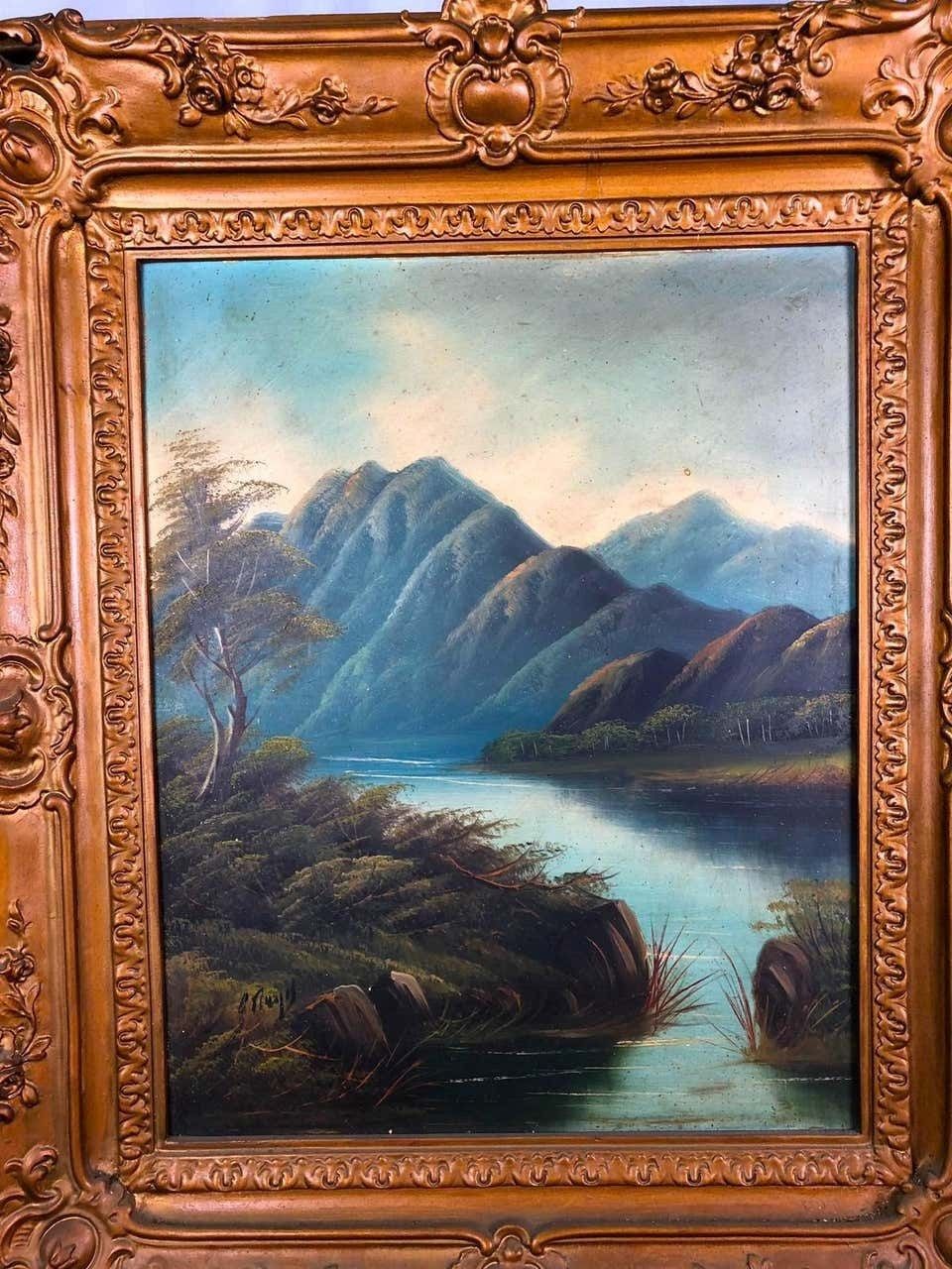 Oil Painting Of The Pearl River, 1890 photo for sale