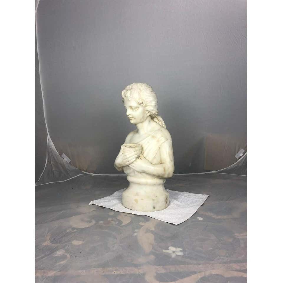 19th Century Marble Bust Of A Child Holding A Birds Nest photo furniture