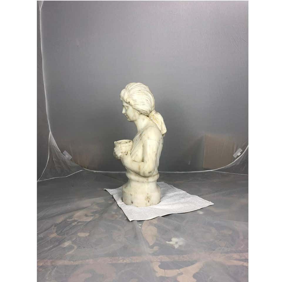 19th Century Marble Bust Of A Child Holding A Birds Nest photo for sale