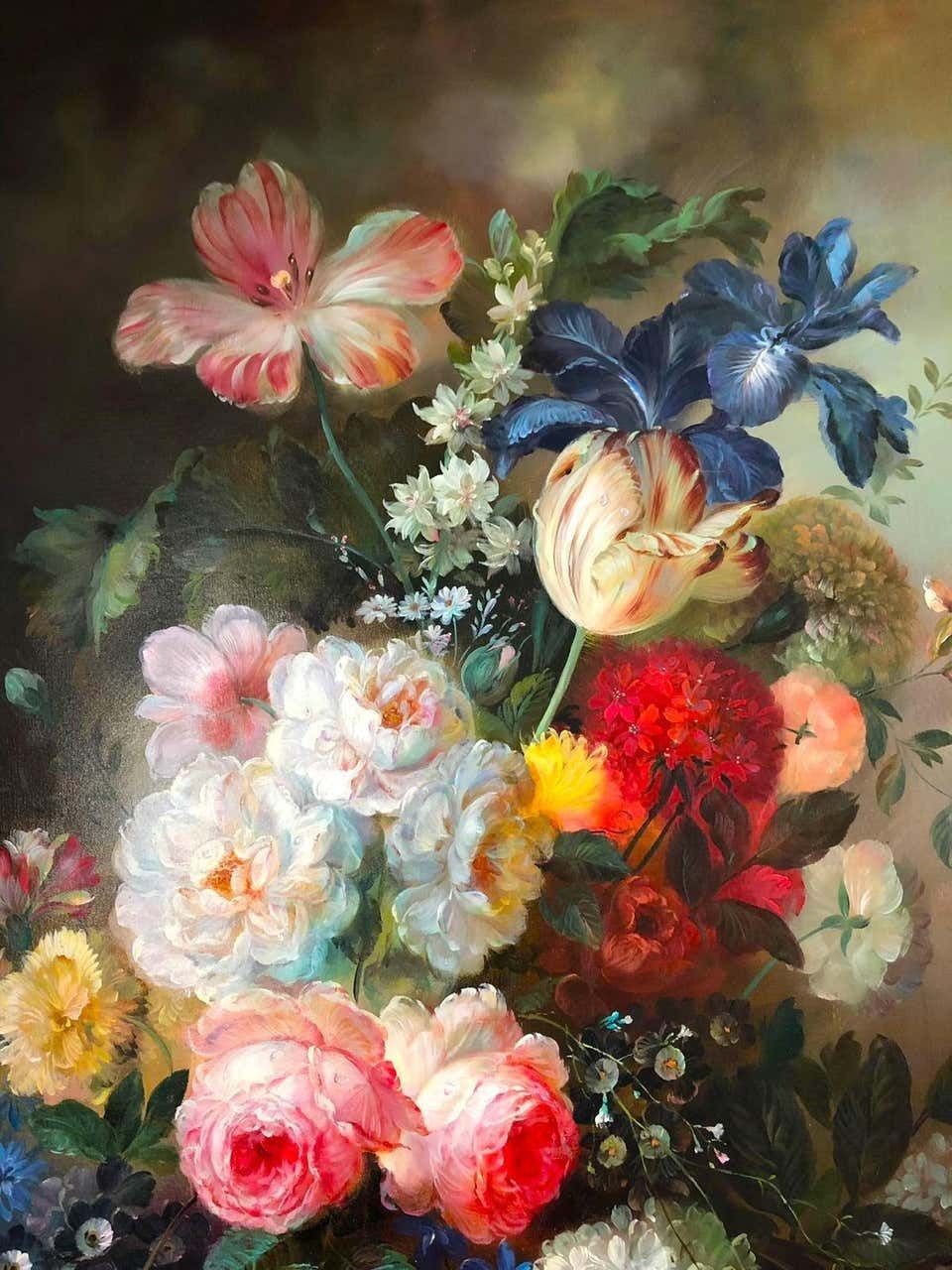Bouquet Of Carnations Still Life, Signed By S.Pecora, 20th Century photo for sale