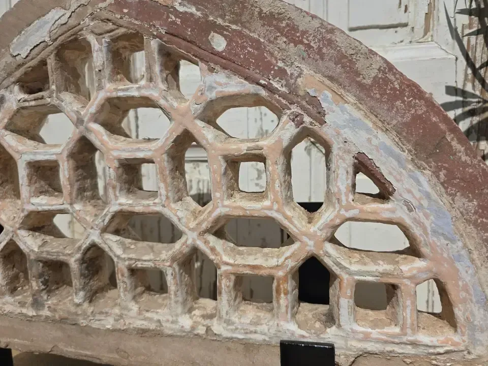 Antique Architectural Carved Stone Panel Jhali Window Fanlight Home Garden Decor photo furniture