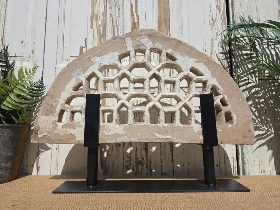 Antique Architectural Carved Stone Panel Jhali Window Fanlight Home Garden Decor photo 195.0
