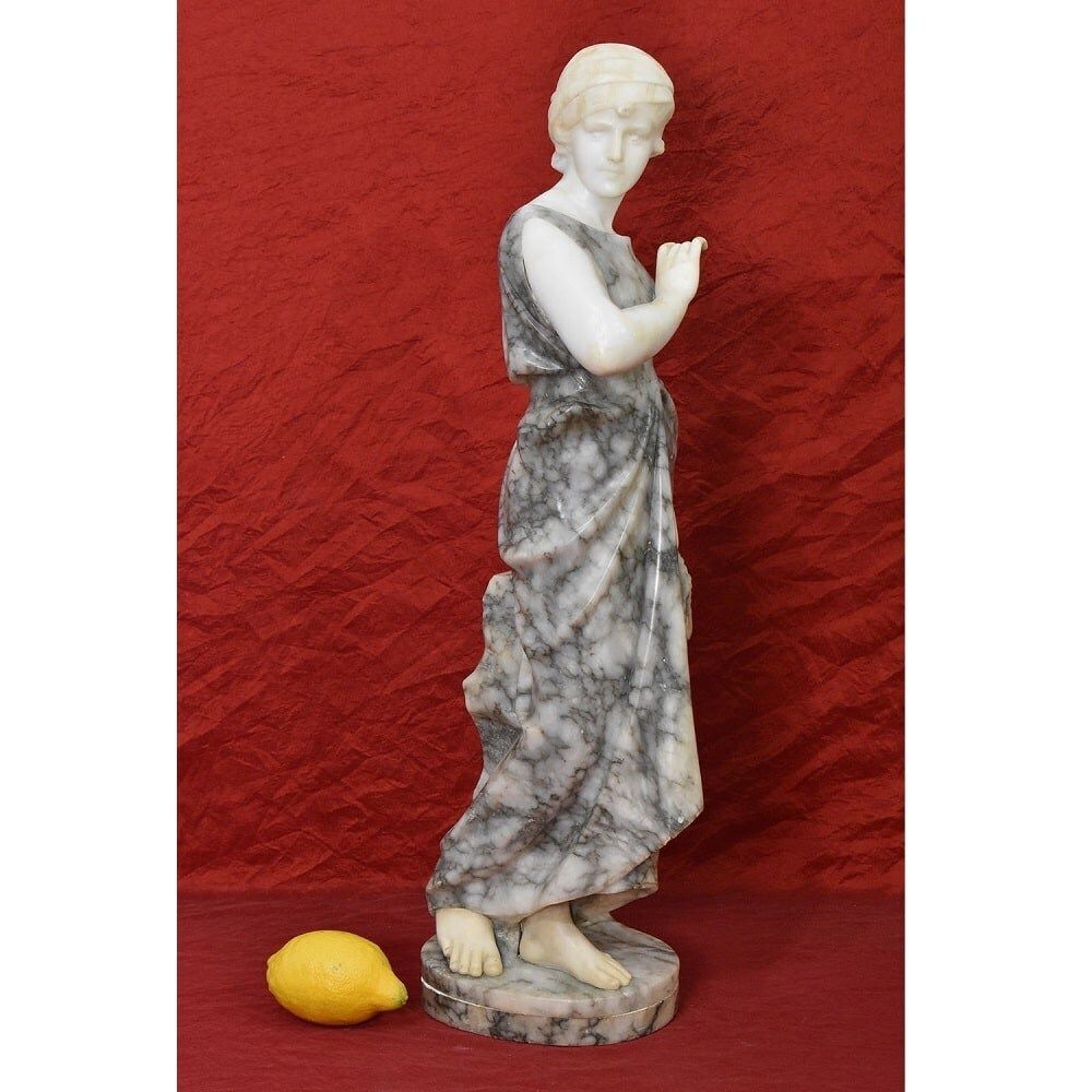 Antique Statues, Alabaster And Marble, Woman Sculpture, Signed Pugi, XIX Century. (Stal74) photo furniture