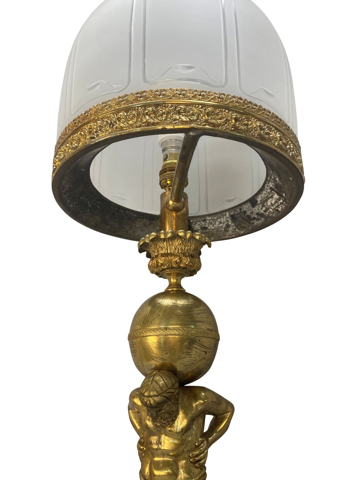 A Large English Regency Gilt Bronze Lamp Depicting Atlas photo buy